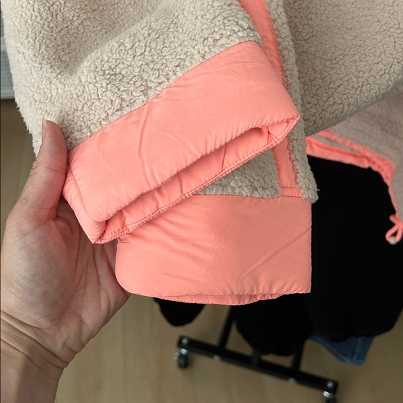 FP Movement Mountain High Half Zip Fleece Neon Coral Combo Sherpa Pullover Small - Picture 5 of 5